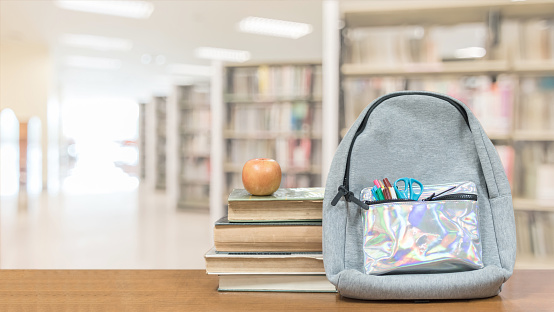 Image of a backpack on a desk
